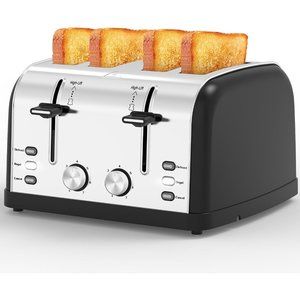 Home Black 4 Slice Retro Stainless Steel Toater with 7 Shade Setting